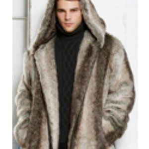 Vintage EXCELLED Mens Jacket Faux Chinchilla